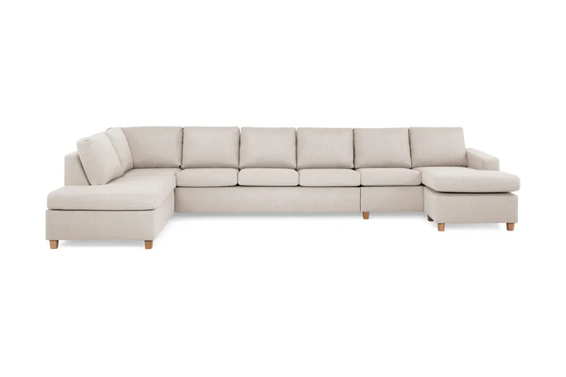 Crazy 6-sits Vänstervänd U-formad XX-Large Soffa med Divan och Schäslong i Tyg - Beige (Art.nr 155537) — Basic Home