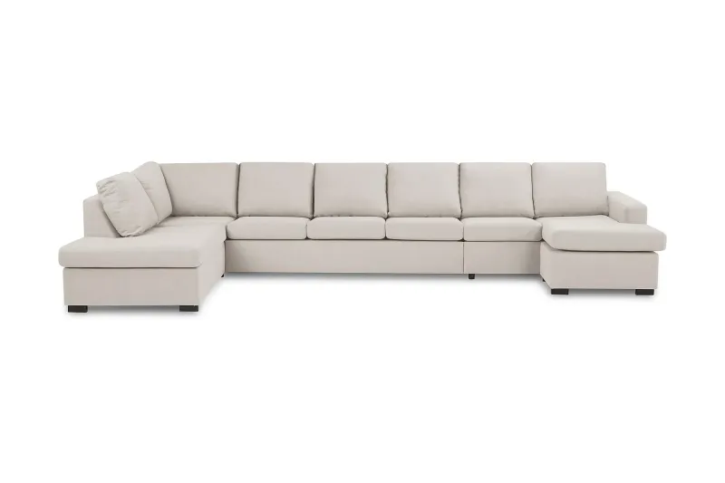 Crazy 6-sits Vänstervänd U-formad XX-Large Soffa med Divan och Schäslong i Tyg - Beige (Art.nr 1792172) — Basic Home