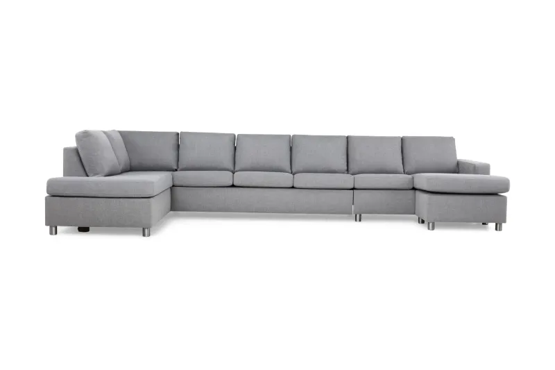 Crazy 6-sits Vänstervänd U-formad XX-Large Soffa med Divan och Schäslong i Tyg - Grå (Art.nr 139534) — Grå