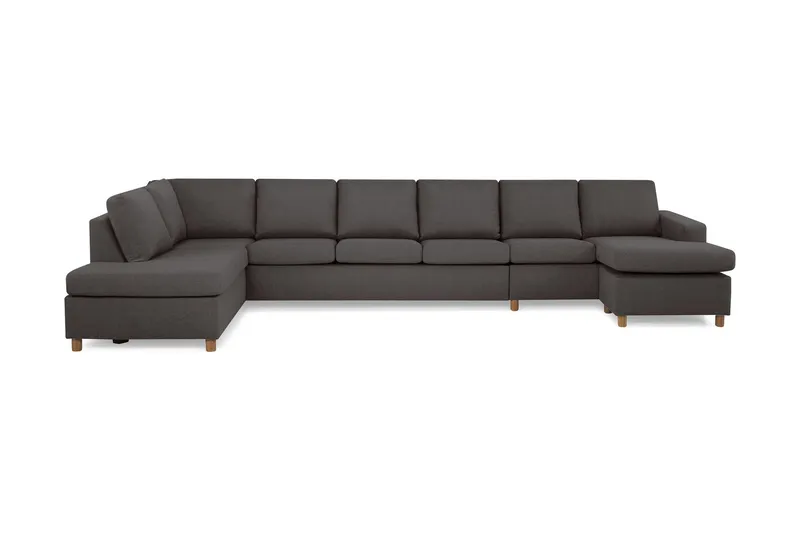 Crazy 6-sits Vänstervänd U-formad XX-Large Soffa med Divan och Schäslong i Tyg - Mörkgrå (Art.nr 139311) — Basic Home