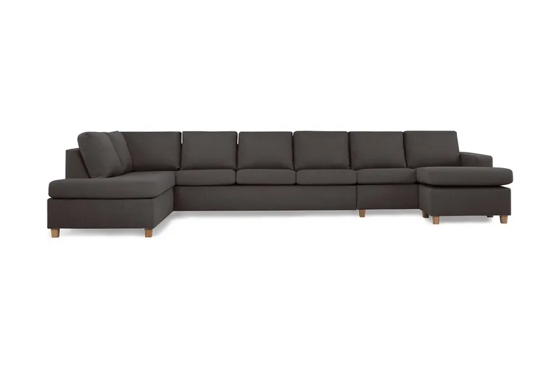 Crazy 6-sits Vänstervänd U-formad XX-Large Soffa med Divan och Schäslong i Tyg - Mörkgrå (Art.nr 155778) — Basic Home