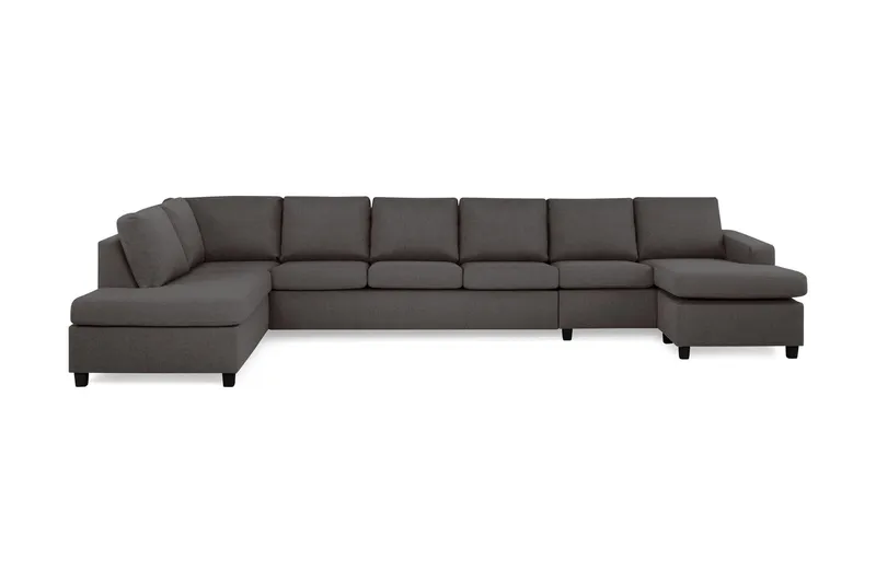 Crazy 6-sits Vänstervänd U-formad XX-Large Soffa med Divan och Schäslong i Tyg - Mörkgrå (Art.nr 155779) — Basic Home