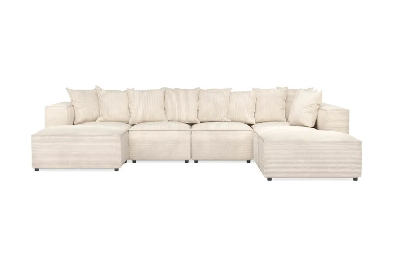 Cubo 5-sits U-formad Djup Modulsoffa med Divan och Schäslong i Manchester - Beige — Andrarum