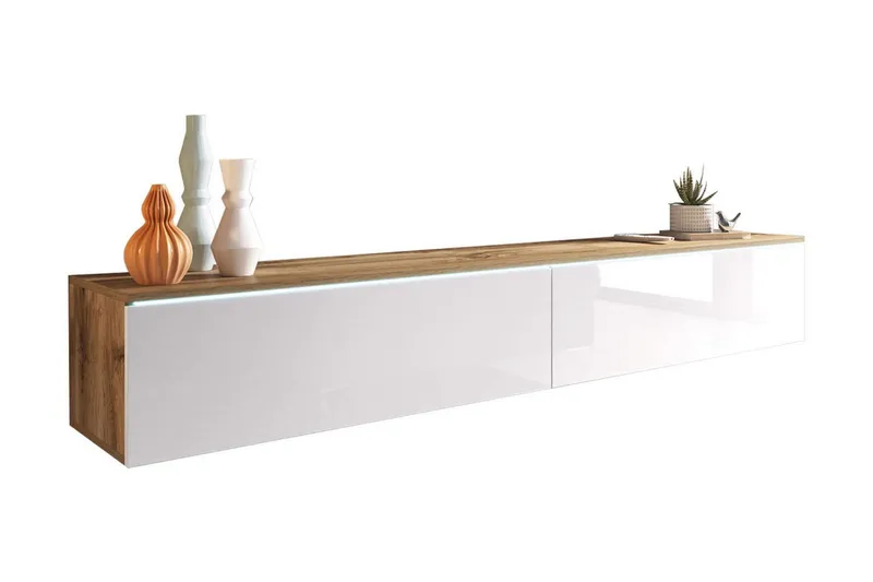 Cuguen TV-bänk 180 cm LED-belysning - Trä/Natur|Vit|Vit LED — Concept 55