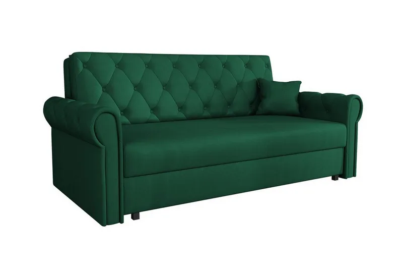 Denegal 2-sits liten bäddsoffa i Plysch - Grön (Art.nr 3027502) — Grön