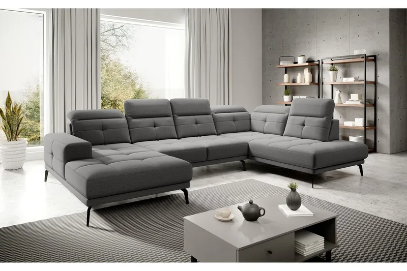 Devender Soffa m. Divan och Schäslong - Grå (Art.nr 1565200) — Grå