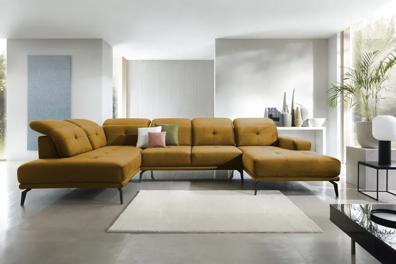 Devender Soffa m. Divan och Schäslong - Gul (Art.nr 1565390) — Gul