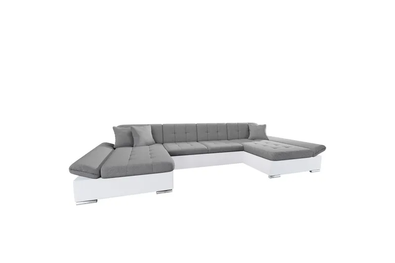 Dewitt Bäddsoffa Dubbelschäslong 4-sits i Konstläder - Vit/Grå — Vit/Grå