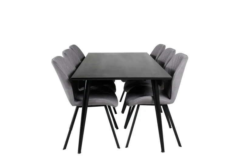 Dipp Matgrupp 180 cm Rektangulär med 6 Gemma stolar - Svart (Art.nr 3059073) — Venture Home