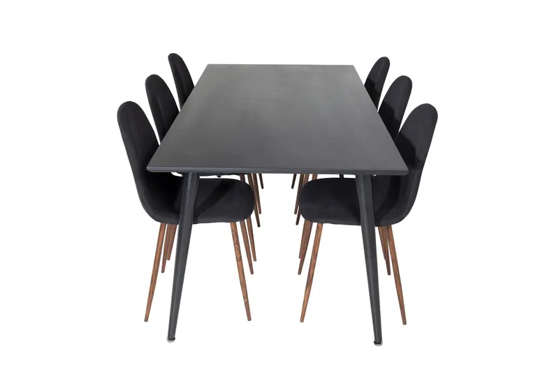 Dipp Matgrupp 180 cm Rektangulär med 6 Polar stolar - Svart (Art.nr 3059151) — Venture Home