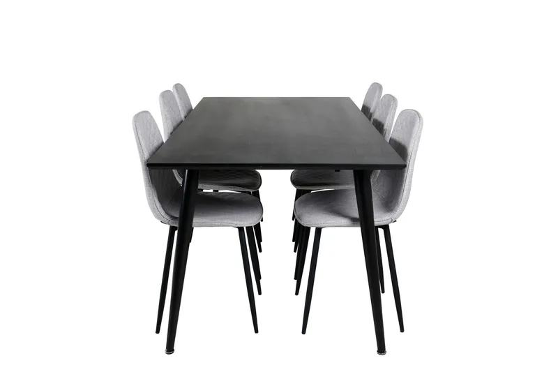 Dipp Matgrupp 180 cm Rektangulär med 6 Polar stolar - Svart (Art.nr 3059207) — Venture Home