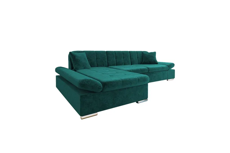 Djerra Bäddsoffa med Schäslong 3-sits i Chenille - Grön (Art.nr 3079665) — Grön