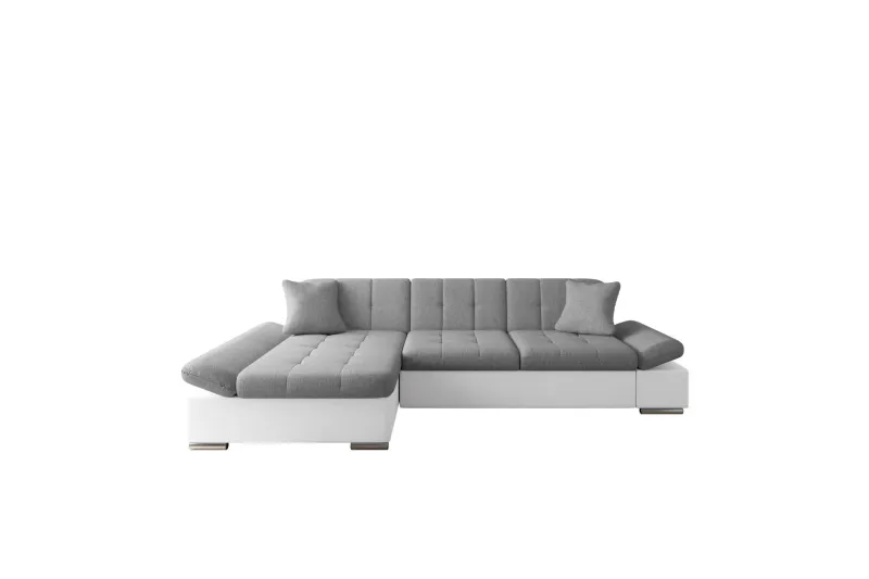 Djerra Bäddsoffa med Schäslong 3-sits i Konstläder - Vit/Grå (Art.nr 3079385) — Vit/Grå
