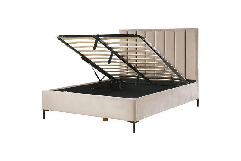Dubbelsäng Sezanne med förvaring Beige-Grå-Svart, 160x200 cm - Beige-Grå-Svart, 160x200 cm — Beige-Grå-Svart, 160x200 cm