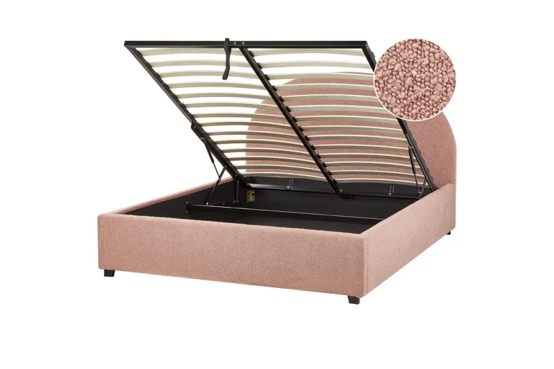 Dubbelsäng Vaucluse med förvaring Rosa, 140x200 cm, Bouclé - Rosa, 140x200 cm, Bouclé — Rosa, 140x200 cm, Bouclé
