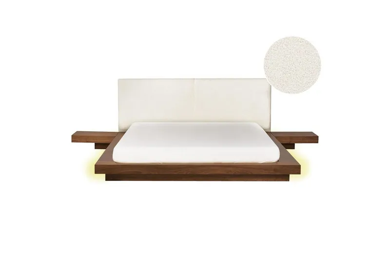 Dubbelsäng Zen med LED-belysning Brun-Vit, 160x200 cm, Bouclé - Brun-Vit, 160x200 cm, Bouclé — Brun-Vit, 160x200 cm, Bouclé