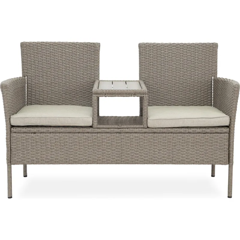 Duosoffa i konstrotting med sidobord | 139 cm | 2-sits — -