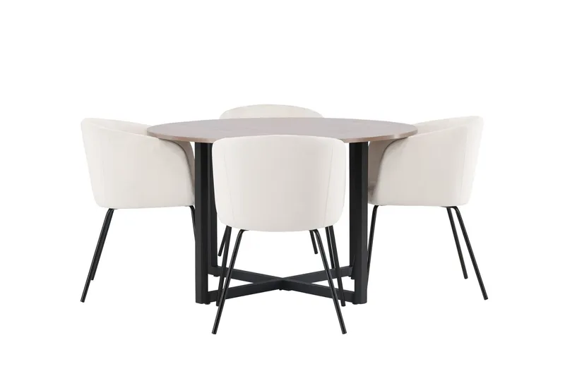 Durango Matgrupp 120 cm Rund med 4 Berit Stolar - Valnöt (Art.nr 3061462) — Venture Home
