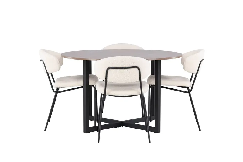 Durango Matgrupp 120 cm Rund med 4 Chico Stolar - Valnöt — Venture Home