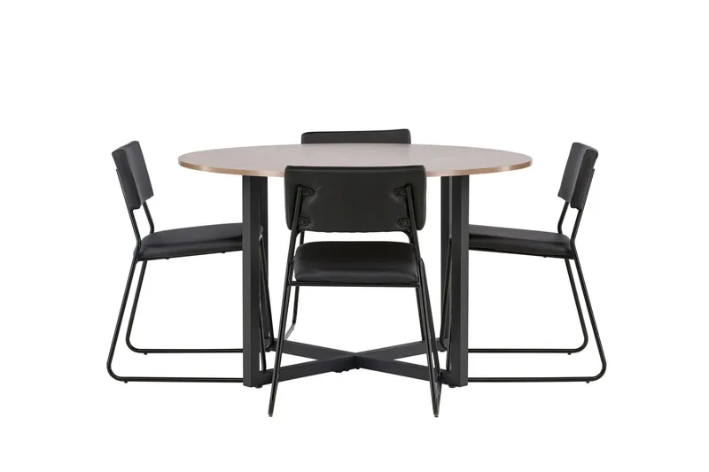 Durango Matgrupp 120 cm Rund med 4 Kenth Stolar - Valnöt — Venture Home