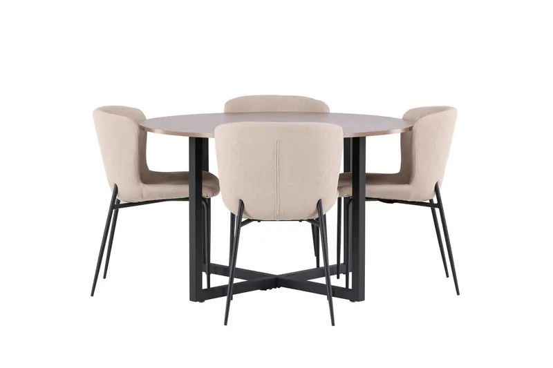 Durango Matgrupp 120 cm Rund med 4 Modesto Stolar - Valnöt — Venture Home