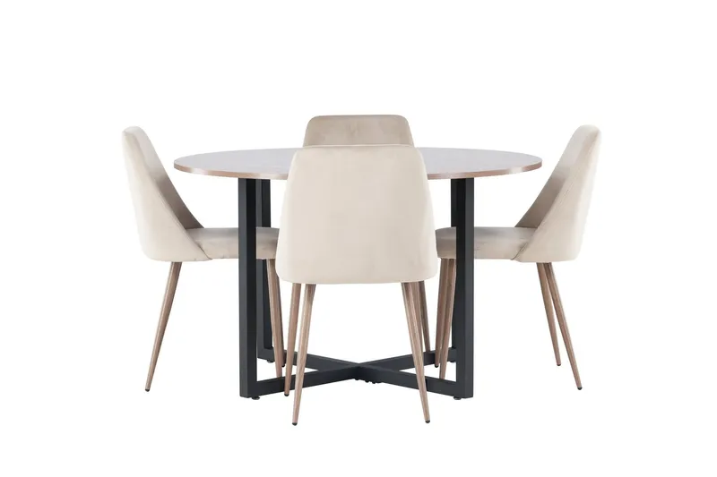 Durango Matgrupp 120 cm Rund med 4 Night Stolar - Valnöt (Art.nr 3061531) — Venture Home