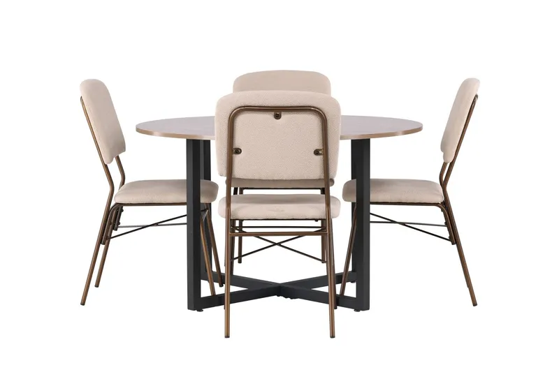 Durango Matgrupp 120 cm Rund med 4 Seda Stolar - Valnöt — Venture Home