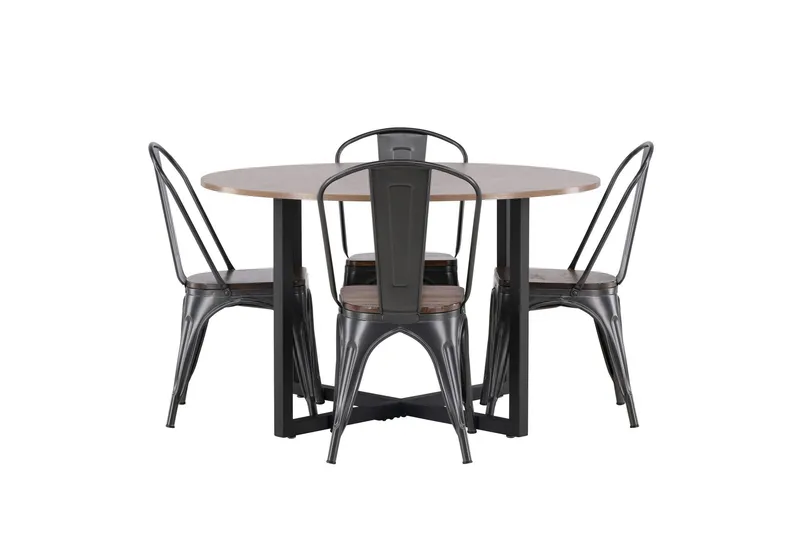 Durango Matgrupp 120 cm Rund med 4 Tempe Stolar - Valnöt (Art.nr 3061597) — Venture Home