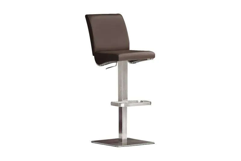 Elkton Barstol Kvadrat Stål - Brun Läder — Scandinavian Choice
