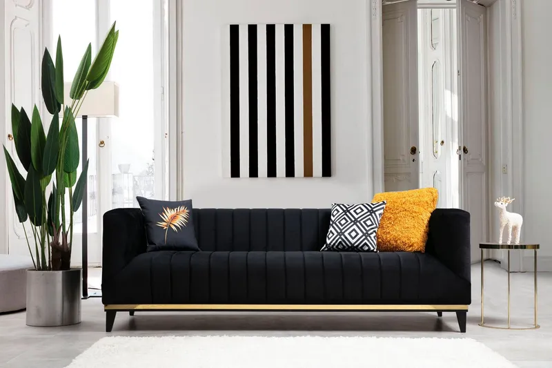 Esquimalt Soffa 3-sits - Svart — Svart
