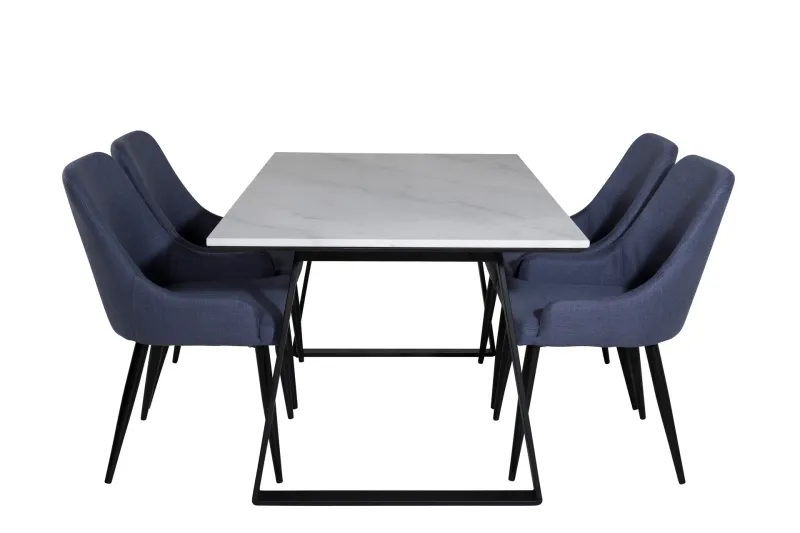 Estelle Matgrupp 140 cm Rektangulär med 4 Plaza stolar - Svart — Venture Home