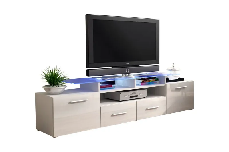 Evora TV-bänk 194x39x39 cm LED-belysning - Beige/Grå/Vit — Beige/Grå/Vit