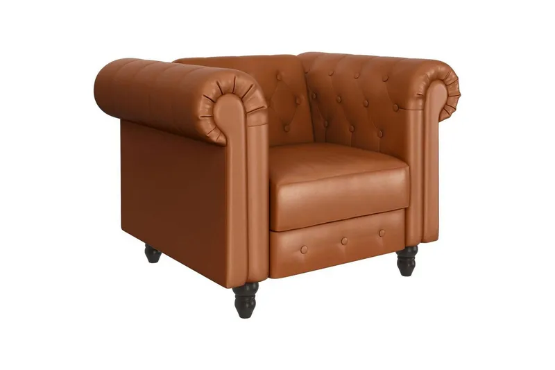 Fåtölj Felix Cognac, PU/trä/metall - Cognac, PU/trä/metall — Loft24