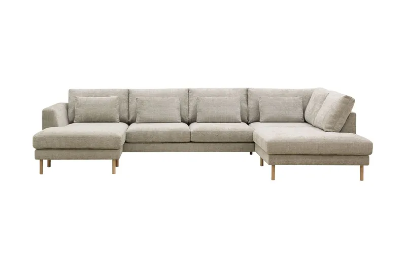 Florenz 4-sits Högervänd U-formad Soffa med Divan och Schäslong i Chenille - Grå / Beige (Art.nr 3062211) — Scandi Days