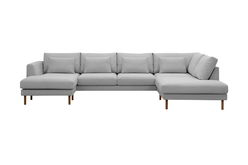 Florenz 4-sits Högervänd U-formad Soffa med Divan och Schäslong i Tyg - Ljusgrå (Art.nr 3062171) — Ljusgrå