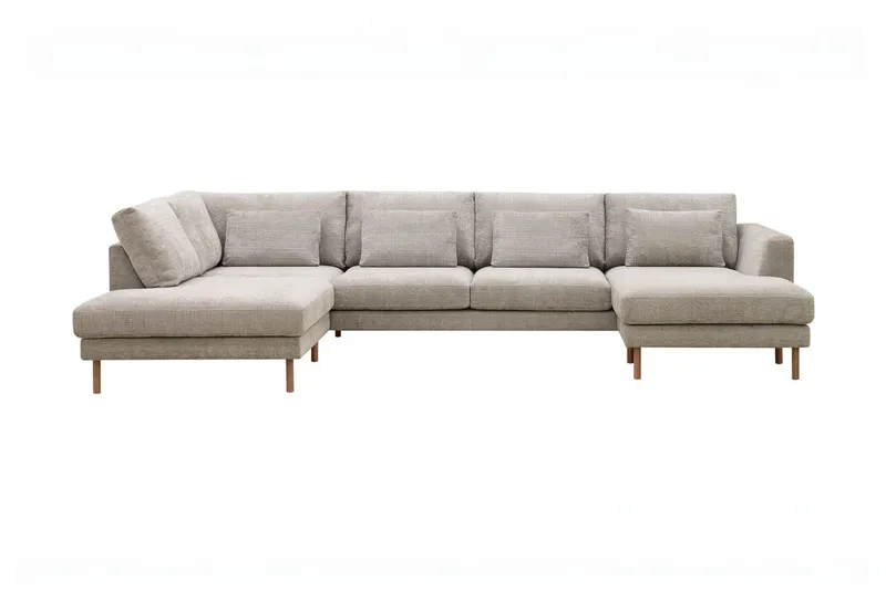 Florenz 4-sits Vänstervänd U-formad Soffa med Divan och Schäslong i Chenille - Grå / Beige (Art.nr 3062210) — Scandi Days