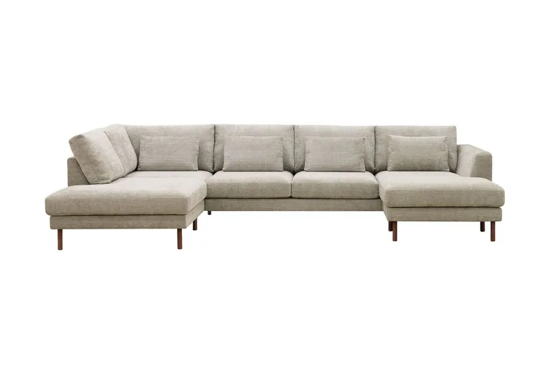 Florenz 4-sits Vänstervänd U-formad Soffa med Divan och Schäslong i Chenille - Grå / Beige (Art.nr 3062234) — Scandi Days