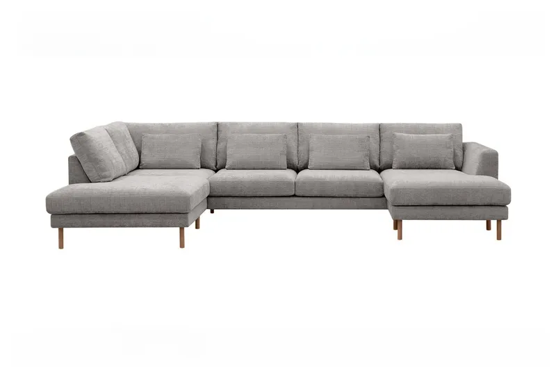 Florenz 4-sits Vänstervänd U-formad Soffa med Divan och Schäslong i Chenille - Ljusgrå (Art.nr 3062212) — Ljusgrå