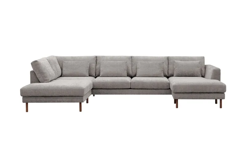 Florenz 4-sits Vänstervänd U-formad Soffa med Divan och Schäslong i Chenille - Ljusgrå (Art.nr 3062222) — Ljusgrå