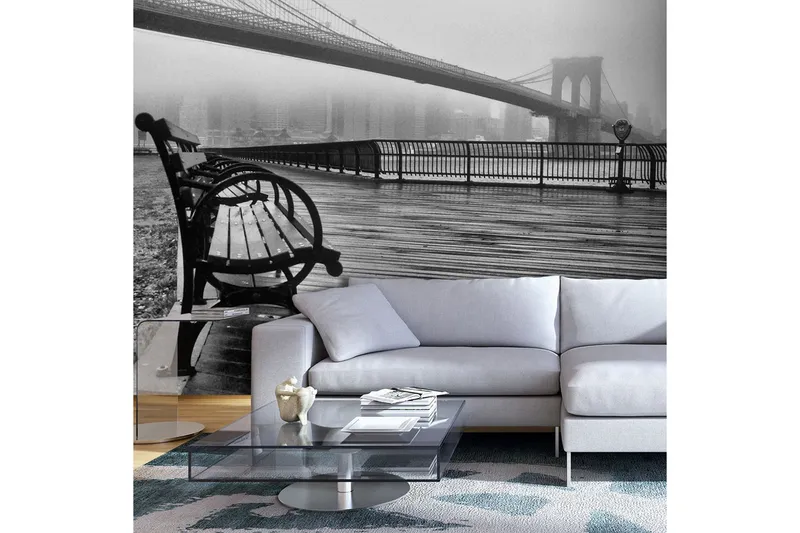 Fototapet A Foggy Day On The Brooklyn Bridge 150x105 - Artgeist sp. z o. o. — Artgeist sp. z o. o.