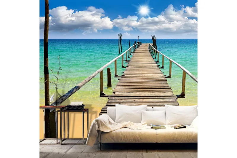Fototapet Beach Sun Bridge 100x70 - Artgeist sp. z o. o. — Artgeist sp. z o. o.