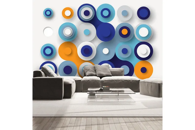 Fototapet Geometry Of Blue Wheels 250x175 - Artgeist sp. z o. o. — Artgeist sp. z o. o.