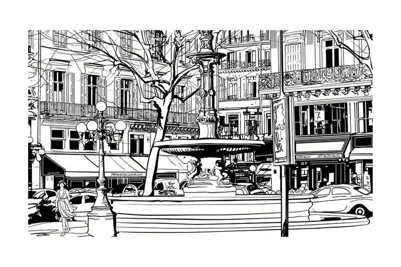 Fototapet Sketch Of Parisian Fountain 450x270 - Artgeist sp. z o. o. — Artgeist sp. z o. o.