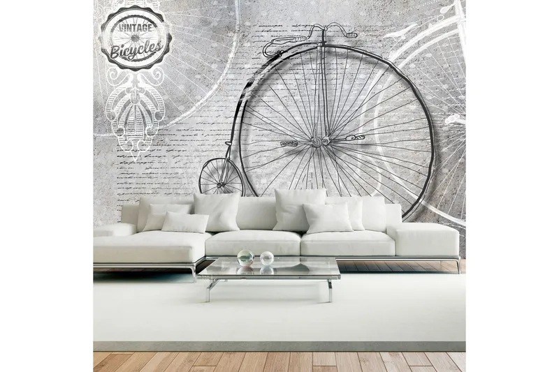 Fototapet Vintage Bicycles Black And White 100x70 - Artgeist sp. z o. o. — Artgeist sp. z o. o.