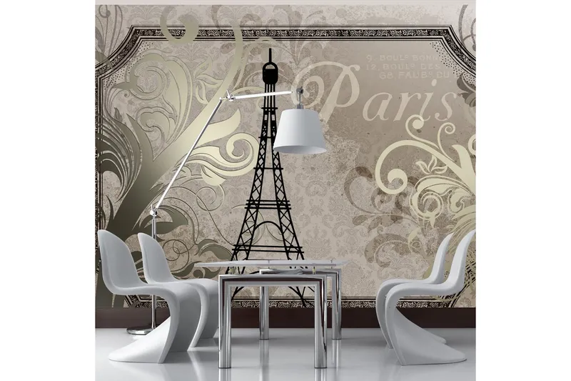 Fototapet Vintage Paris Gold 200x140 - Artgeist sp. z o. o. — Artgeist sp. z o. o.