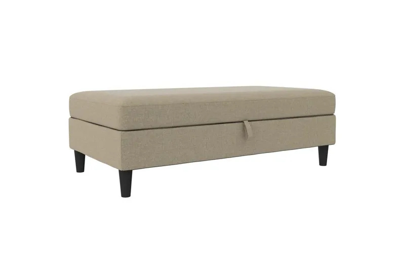 Fotpall/pall Hartford Brun, Linnetyg Utseende (100% Polyester - Brun, Linnetyg Utseende (100% Polyester — Loft24