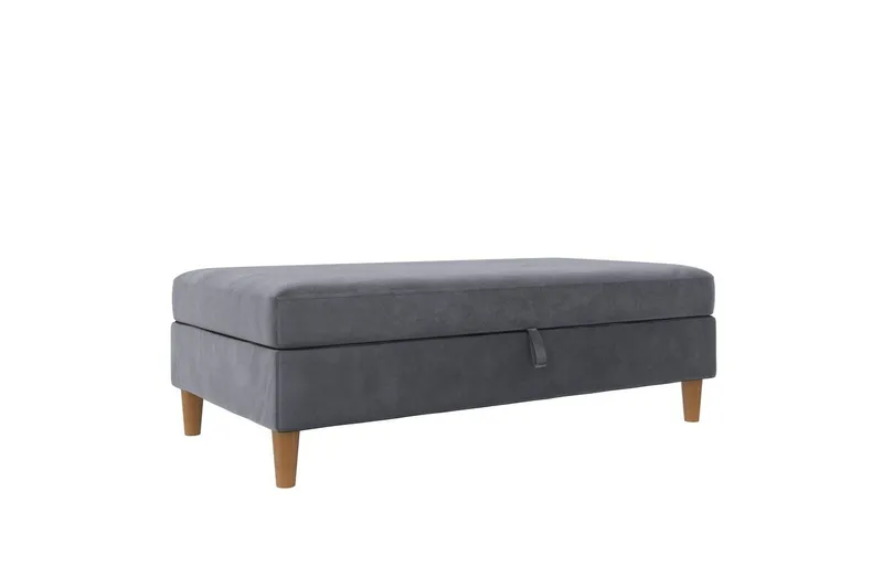 Fotpall/pall Lilly Antracit, Sammet/Trä/Plast - Antracit, Sammet/Trä/Plast — Loft24