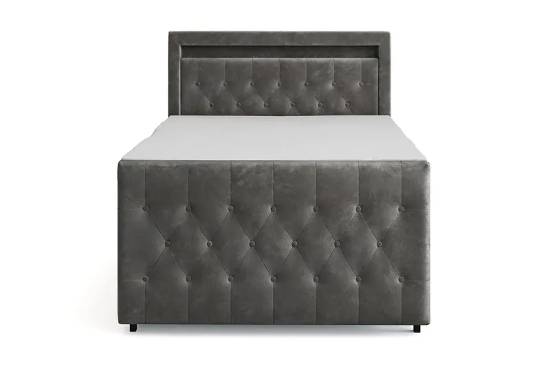 Franco Light Komplett Sängpaket med förvaring LED-belysning 120x200 cm - Grå — Cloud47