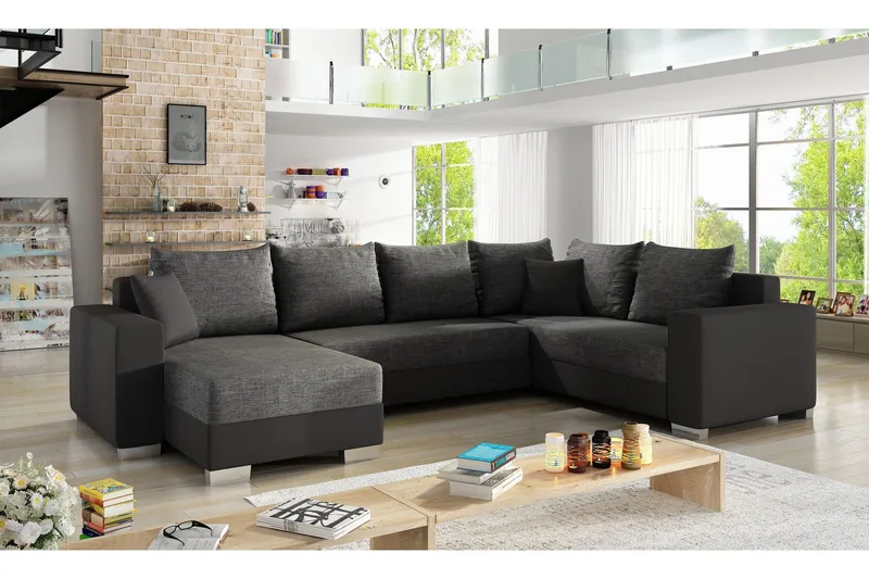 Gallicanta Hörnbäddsoffa - Grå/Svart (Art.nr 694704) — Grå/Svart