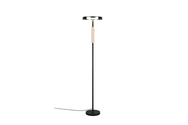 Golvlampa TRIO Celeste Mattsvart/kromad/trä - Mattsvart/kromad/trä — Trio Lighting